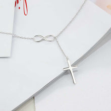 Load image into Gallery viewer, Sterling Silver Infinite Faith Cross Pendent Necklace, Sterling Silver Cross, Sterling Silver Chain, Christian Cross Necklace, Cross Necklace, Woman&#39;s Cross Necklace, Religious Necklace, Religious Jewelry, 100Sterling.com