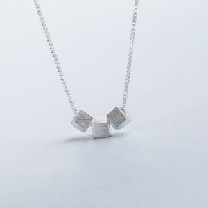 Silver Plated Triple Cube Necklace