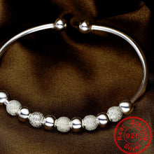 Load image into Gallery viewer, 990 Sterling Silver Women Bead Open Cuff Bracelet. 100Sterling.com