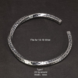 Hammered Sterling Silver Cuff Bracelet for Men or Women