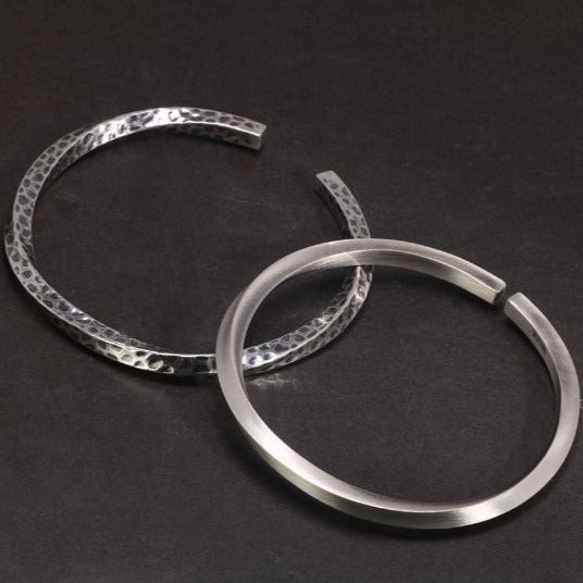 999 Thai Silver Twisted Cuff Bangles For Men And Women - Two