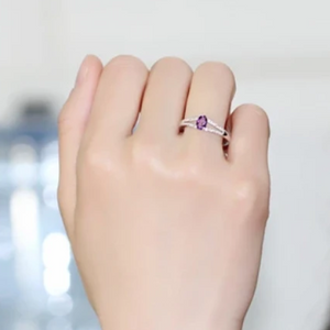 Alice Amethyst Gemstone and Cubic Zirconia Sterling Silver Ring