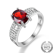 Load image into Gallery viewer, Caroline 1.5 Carat Oval Garnet Gemstone Ring with Sterling Silver Setting. Garnet ring, Garnet and Cubic Zirconia Ring, Garnet, Garnet Gemstone, 100Sterling.com