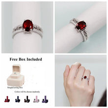Load image into Gallery viewer, Caroline 1.5 Carat Oval Garnet Gemstone Ring with Sterling Silver Setting. Garnet ring, Garnet and Cubic Zirconia Ring, Garnet, Garnet Gemstone, 100Sterling.com