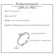 Load image into Gallery viewer, Sterling Silver Pearl and CZ Princess Ring