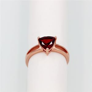 Tricia 1.7 Carat Triangle Garnet Gemstone Ring with Rose Gold over Sterling Silver Setting, Garnet Ring, 1.7 carat garnet, January Birthstone Ring, January Birthstone jewelry, Sterling Silver Garnet, Garnet, 100sterling.com,