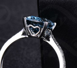 Aqualeana's 3.15 Carat Aquamarine & Diamond Ring in a 14K Solid White Gold Setting
