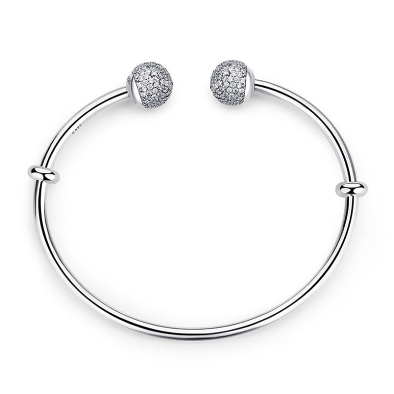 Sterling Silver & Cubic Zirconia Open Bangle Bracelet – 100Sterling
