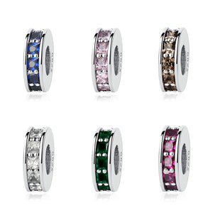 Sterling Silver Cubic Zirconia Eternity Spacer Charms - Available in 7 Colors