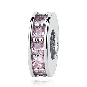 Sterling Silver Cubic Zirconia Eternity Spacer Charms - Available in 7 Colors