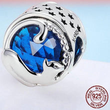 Load image into Gallery viewer, Sterling Silver Blue Jewel Cat Bead