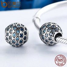 Load image into Gallery viewer, Sterling Silver Blue Wave Bead Charm, Pandora Bead, Sterling Silver Bead, Fancy Beads, Bead Bracelets, Cubic Zirconia Bead, Design-it-Yourself Bead Bracelet, 100Sterling.com