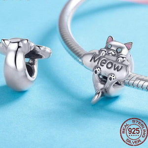 Sterling Silver MEOW Cat Bead