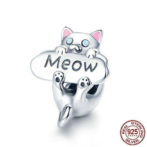 Sterling Silver MEOW Cat Bead