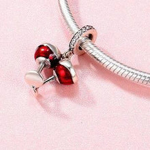 Load image into Gallery viewer, Sterling Silver Red Wine Toast Dangling Charm