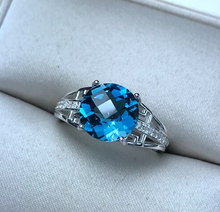 Load image into Gallery viewer, Bailee&#39;s 2.04 Carat Round Blue Topaz &amp; Cubic Zirconia Sterling Silver Ring