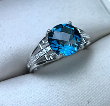 Load image into Gallery viewer, Bailee&#39;s 2.04 Carat Round Blue Topaz &amp; Cubic Zirconia Sterling Silver Ring