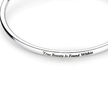 Load image into Gallery viewer, Sterling Silver Bangle Bracelet with Cubic Zirconia Rose