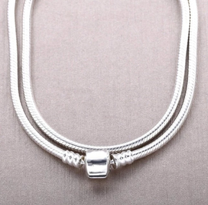 Sterling Silver Snake Chain Necklace with Barrel Clasp