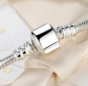 Sterling Silver Barrel Clasp Snake Chain Bracelet