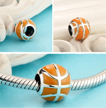 Load image into Gallery viewer, Sterling Silver &amp; Enamel Basketball Bead Charm
