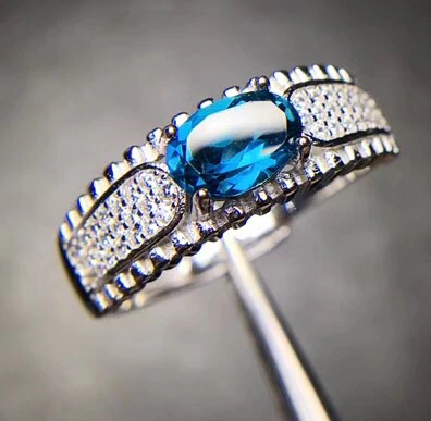 Bonny 0.76 Carat Oval Blue Topaz & Cubic Zirconia Sterling Silver Ring, Blue Topaz, Blue Topaz Ring, Blue Topaz Birthstone, Blue Topaz Birthstone Ring, Blue Topaz and Sterling Silver, Birthday Ring, December Birthstone, December Birthstone Ring, 100Sterling.com