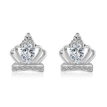 Load image into Gallery viewer, Sterling Silver &amp; Crystal Royal Crown Earrings