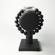 Load image into Gallery viewer, Trendy Black Onyx Bead &amp; Silver Plated Clasp Bracelet