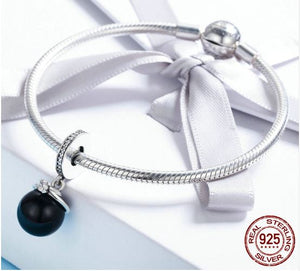 Dangling CZ & Sterling Silver Pearl Charm