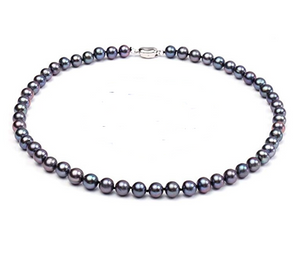 Black Natural Freshwater Pearl Necklace, Bracelet & Earring Set
