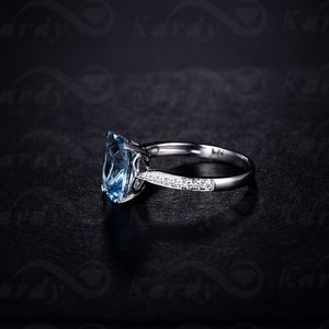 Aqualeana's 3.15 Carat Aquamarine & Diamond Ring in a 14K Solid White Gold Setting
