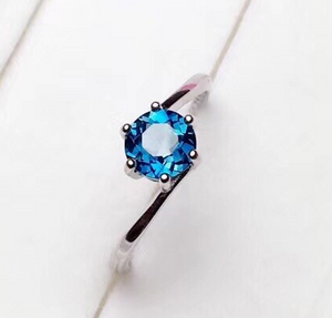Beatrice's Contemporary .84 Carat Blue Topaz & Sterling Silver Ring