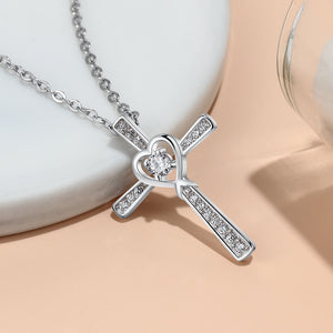 Sterling Silver Heart Cross Necklace