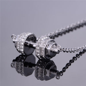 Women's Sterling Silver & Crystal Weightlifting Necklace - LIMITED SUPPLY!