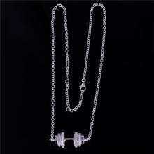 Load image into Gallery viewer, Women&#39;s Sterling Silver &amp; Crystal Weightlifting Necklace - LIMITED SUPPLY!