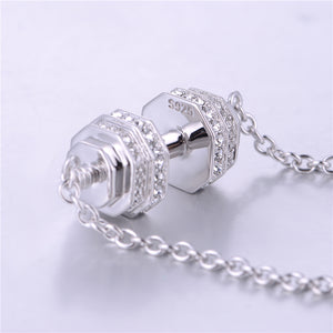 Women's Sterling Silver & Crystal Weightlifting Necklace - LIMITED SUPPLY!