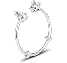 Load image into Gallery viewer, Genuine Sterling Silver Disney Character Open Bangle Bracelet