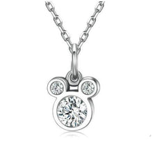 Load image into Gallery viewer, Sterling Silver &amp; CZ Silhouette Mouse Pendant Necklace