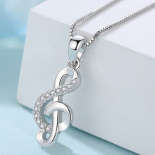 Load image into Gallery viewer, Sterling Silver &amp; Cubic Zirconia Treble Clef Pendant Necklace