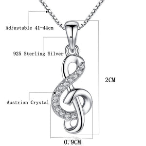Sterling Silver & Cubic Zirconia Treble Clef Pendant Necklace