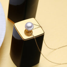 Load image into Gallery viewer, 18K Gold Chain Necklace with Round White Pearl