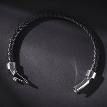 Load image into Gallery viewer, Braided Genuine Leather Bracelet Men with Stainless Steel Buckle Closure. 100Sterling.com