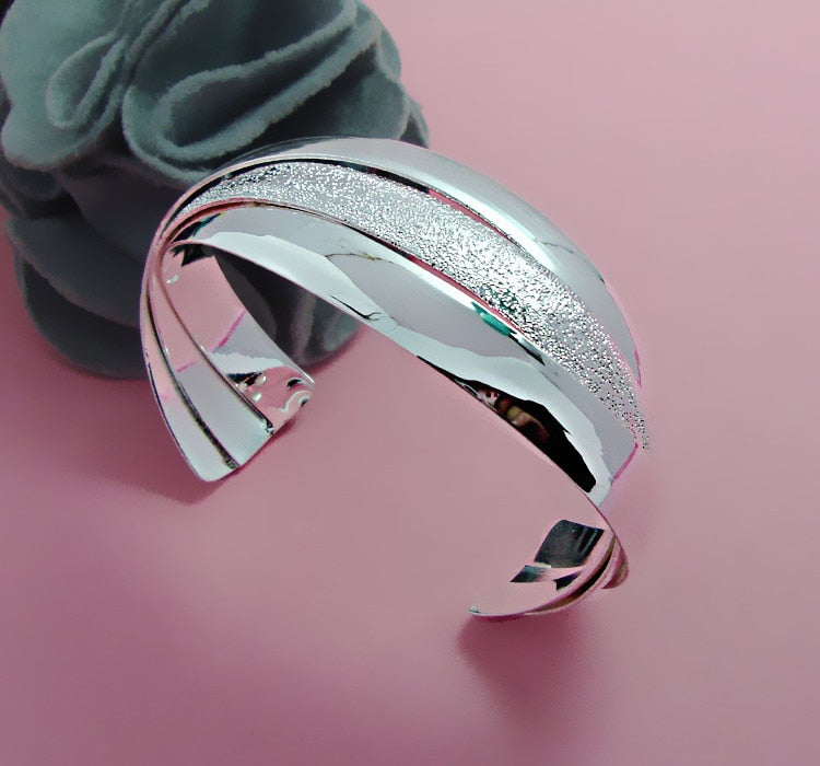 Long Triangle Multi Line Silver Style Open Hand Cuff Bracelet Bangles Party  Style Wear Big Bracelets For Women and Girls D11