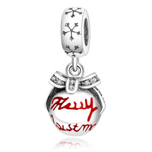 Load image into Gallery viewer, Sterling Silver Snowflake Dangling Merry Christmas Ornament Bead Charm