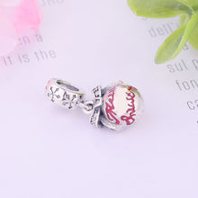 Load image into Gallery viewer, Sterling Silver Snowflake Dangling Merry Christmas Ornament Bead Charm