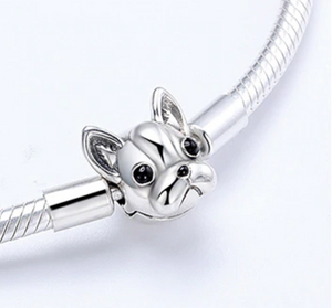Sterling Silver French Bulldog Clasp Snake Chain Bracelet