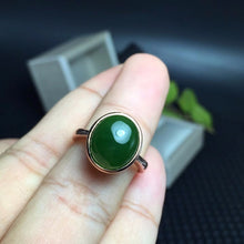 Load image into Gallery viewer, Sterling Silver 5 Carat Genuine Oval Green Jasper Ring