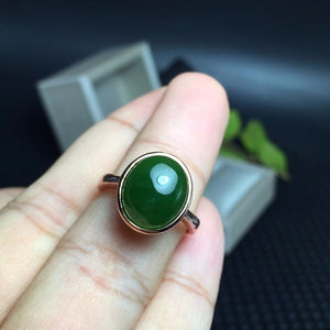 Sterling Silver 5 Carat Genuine Oval Green Jasper Ring