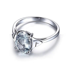 Load image into Gallery viewer, AnnaMarie&#39;s Sterling Silver 1.2 Carat Oval Cut Aquamarine Gemstone Ring, Aquamarine Ring, Aquamarine Birthstone, Aquamarine Gemstone, Aquamarine, March Birthstone, Sterling Silver and Aquamarine ring, Aquamarine Birthday, 100Sterling.com, Gemstone Ring