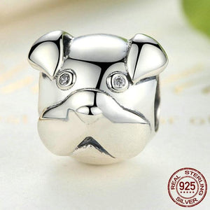 Sterling Silver Clear Eyed Sharpei Bead Charm